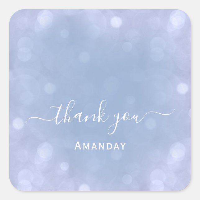 Name Blue Wedding Pastel Bridal Sweet16 Quadratischer Aufkleber (Vorderseite)