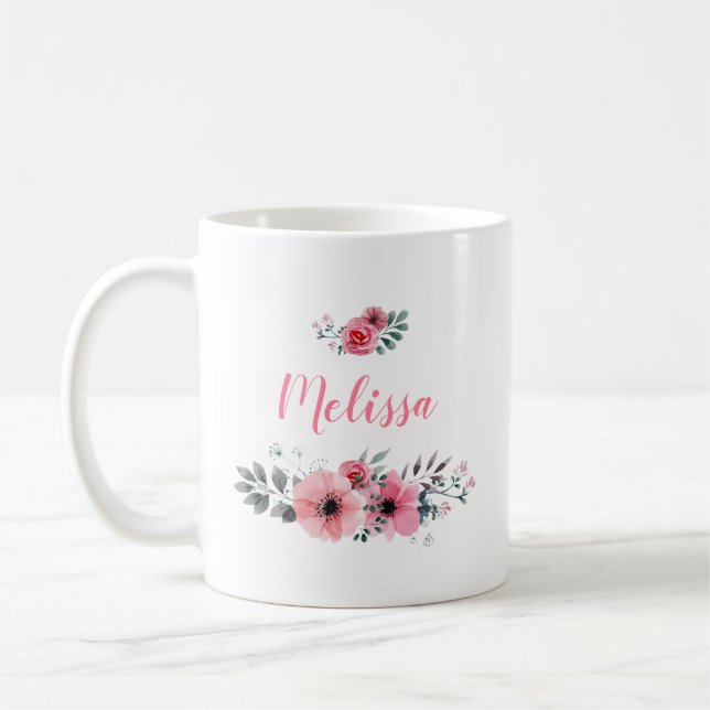 Name-Blumenkaffee-Tasse Tasse (Links)