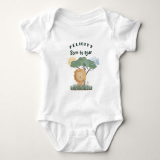 Name Boho Lion Jungle Safari Eins von zwei Zitaten Baby Strampler