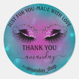 Name Boutique Eyelash Shop Blue Violet Berry Runder Aufkleber