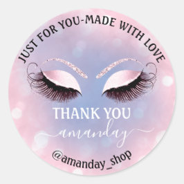 Name Boutique Eyelash Shop Pink Pastell Runder Aufkleber