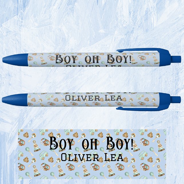 Name, Boy oh Boy, Baby Dusche Favoriten Schwarzer  Kugelschreiber (Von Creator hochgeladen)