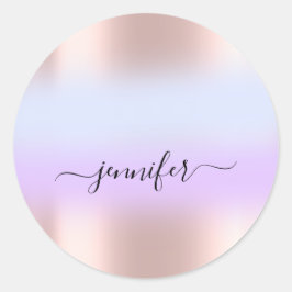 Name Bridal OMBRE. Danke Lila Blue Rose Runder Aufkleber