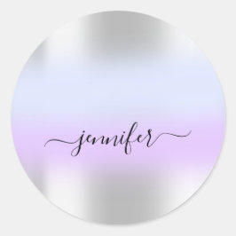 Name Bridal OMBRE. Danke Lila Blue Silver Runder Aufkleber