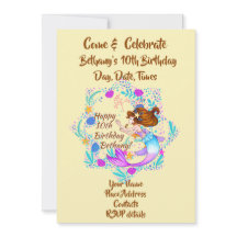 Name Brown Hair Mermaid Mauve auf Cream Party hinz