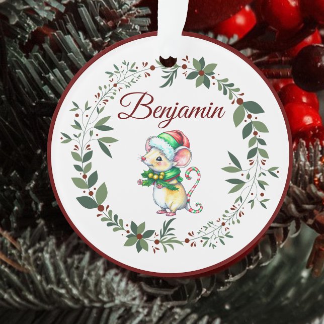 Name Burgundy Niedlich Mouse Weihnachtsbaum Ornament (Von Creator hochgeladen)
