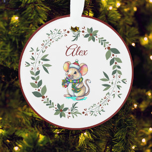 Name Burgundy Niedlich Mouse Weihnachtsbaum Ornament