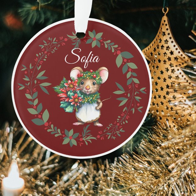 Name Burgundy Sweet Mouse Weihnachtsbaum Ornament (Von Creator hochgeladen)