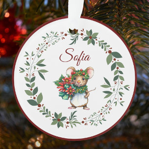 Name Burgundy Sweet Mouse Weihnachtsbaum Ornament