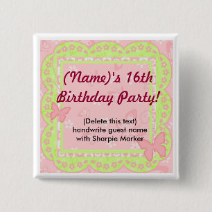 Name Button Favoriten für Butterfly Party Geburtst
