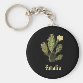 Name Cactus Blume Vintag Zeichnend schwarzer Schlü Schlüsselanhänger