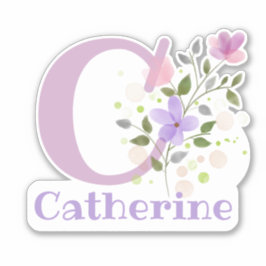 Name Catherine plus Initial mit Blumendesign Aufkleber