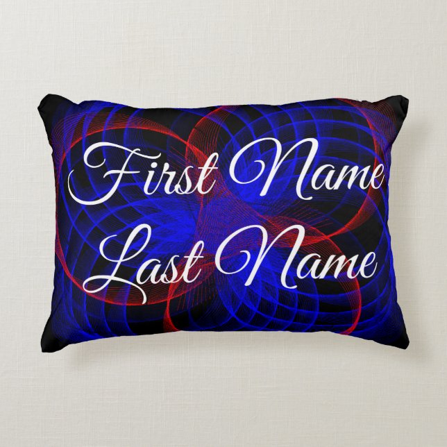 Name Change Triple Blue Accent Geometric Pillow Dekokissen (Vorderseite)