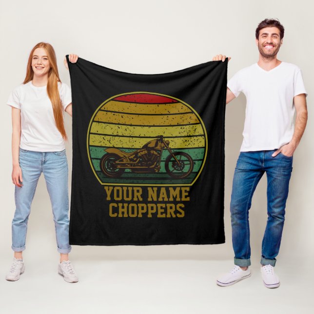 Name Chopper Motorrad-Retro-Sunset hinzufügen Fleecedecke (Beispiel)