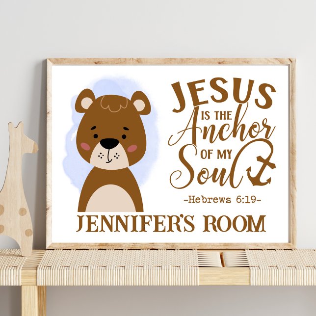 Name Christliches Niedliches Woodland Baby Bear Bi Poster (Von Creator hochgeladen)