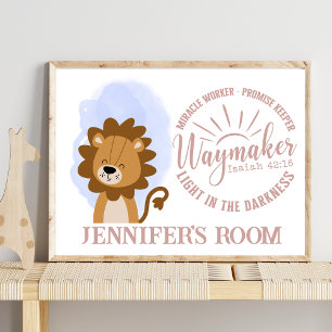 Name Christliches Niedliches Zitat von Baby Lion Poster