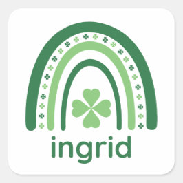 Name Clover Boho Rainbow Quadratischer Aufkleber