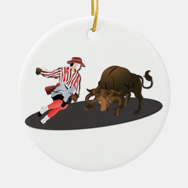 NAME: Clown und Stier 1-No-Text Keramik Ornament (Vorne)