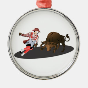 NAME: Clown und Stier 1-No-Text Silbernes Ornament