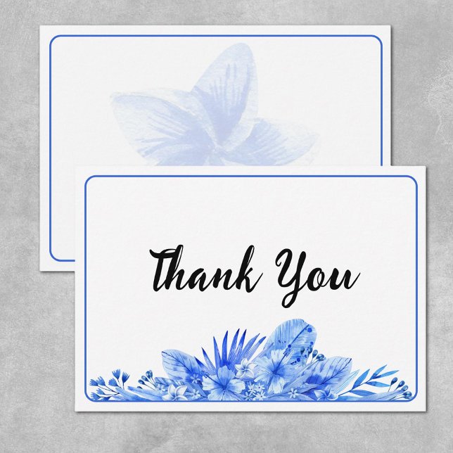 Name, Cobalt Blue Thank You Flat Note Card Mitteilungskarte (Von Creator hochgeladen)
