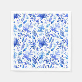 Name Cobalt Blue Tropical Blätter Cocktail Cocktai Serviette