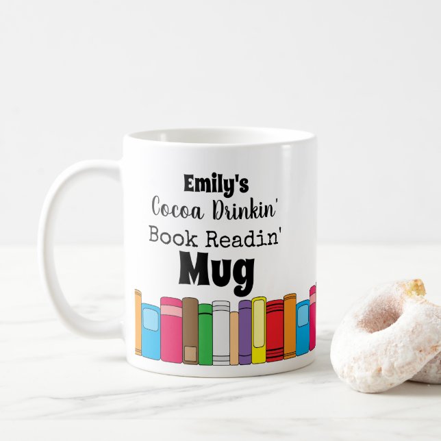 Name Cocoa Drinks, Buchlesen Kaffeetasse (Mit Donut)