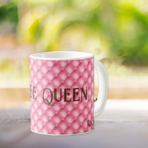 Name, Coffee Queen, Rosa getufteter Kaffeebecher Kaffeetasse
