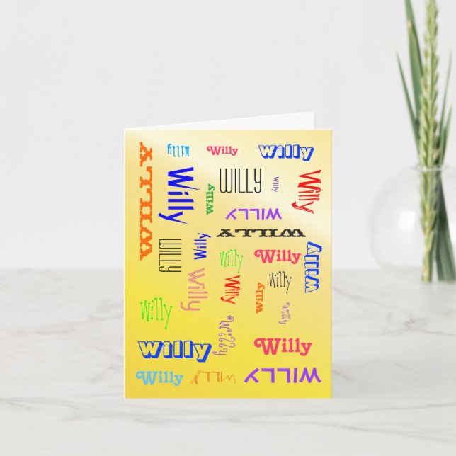 Name Collage Personalisiert Gelb Karte (Vorderseite)