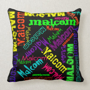 Name Collage Pillow Bright Neon Electric Colors Kissen
