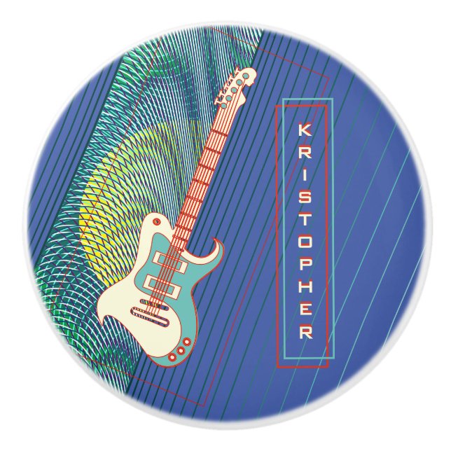 Name Cool Moderne Aquamarin & Blue Electric Gitarr Keramikknauf (Vorderseite)