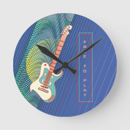 Name Cool Moderne Aquamarin & Blue Electric Gitarr Runde Wanduhr