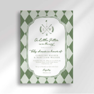 Name Crest Little Putter auf dem Weg Golf Baby Sho Einladung