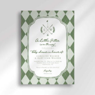Name Crest Little Putter on Way Golf Baby Shower Einladung