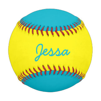Name Custom Aqua Blue und Yellow Baseball hinzufüg