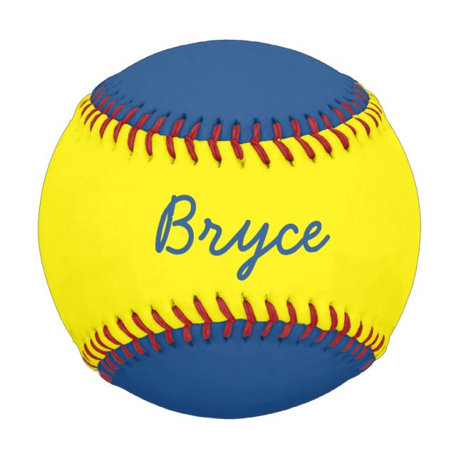 Name Custom Blue und Yellow Baseball hinzufügen (Vorderseite)