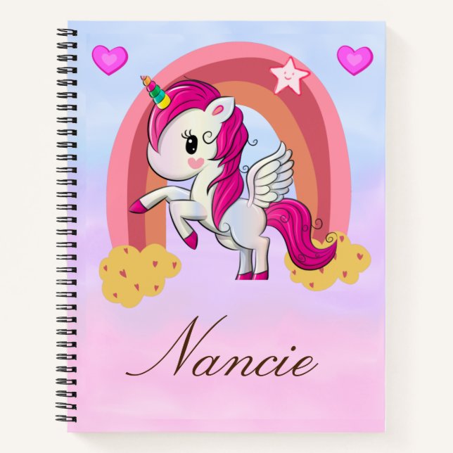 Name Customization Unicorn-Notebook Notizbuch (Vorderseite)