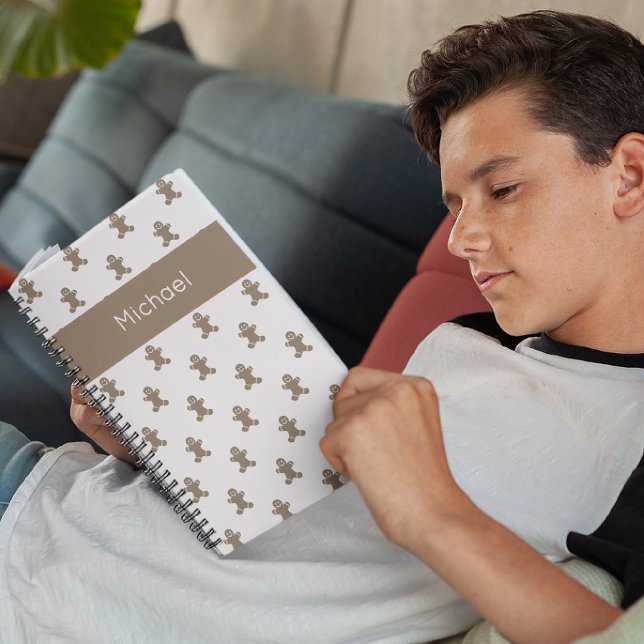 Name Cute Gingerbread Man Cookies Holiday Notebook Notizblock (Von Creator hochgeladen)