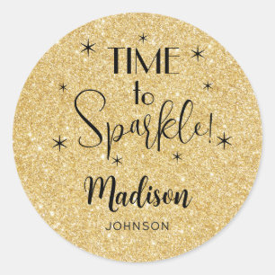 Name Cute Gold Time to Sparkle 1,25 Zoll Runder Aufkleber
