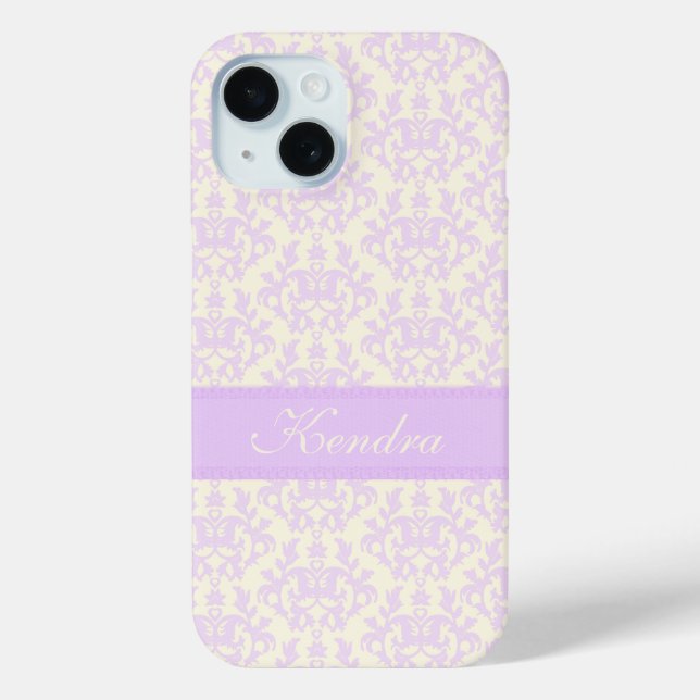 Name Damask light lila & creme Case-Mate iPhone Hülle (Rückseite)