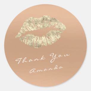 Name Danke Metal Kiss Gold Skinny Peach Makeup Runder Aufkleber