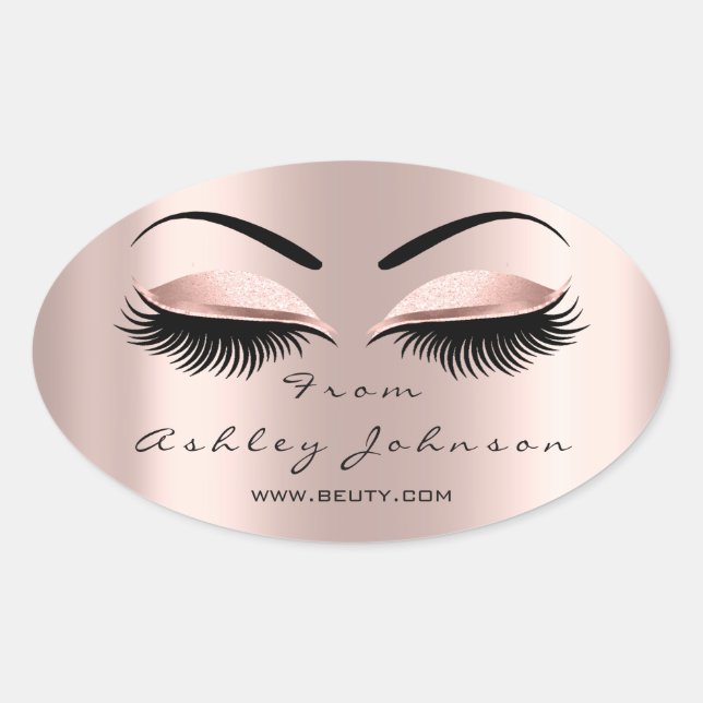 Name Dankeschön Beauty Glitzer Lash Makeup Artist Ovaler Aufkleber (Vorderseite)