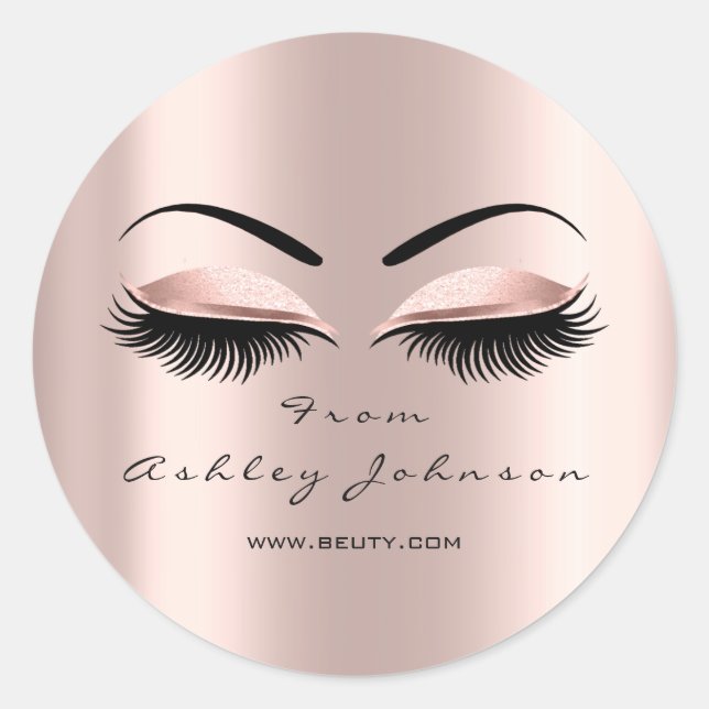 Name Dankeschön Beauty Glitzer Lash Makeup Artist Runder Aufkleber (Vorderseite)