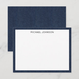 Name || Dark Blue Denim Print Frame Border Mitteilungskarte