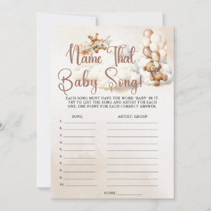 NAME DAS BABYLied Baby Shower Spiel Süßer Bär Einladung