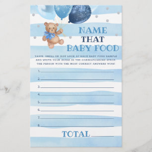Name, dass Baby Food Game Baby Dusche Teddy Bär
