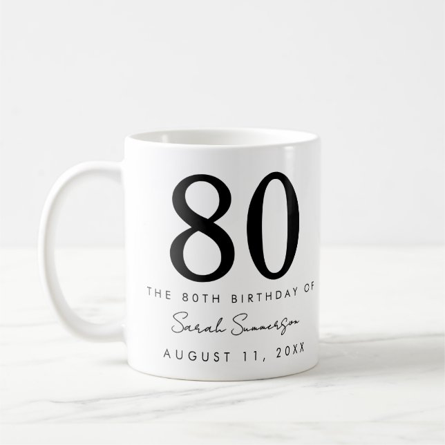 Name Datum Achtzig 80. Geburtstagsfeier Kaffeetasse (Links)