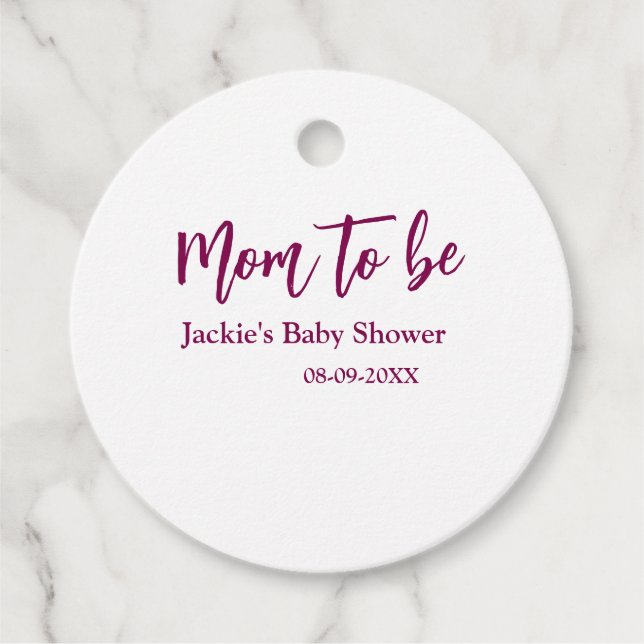 Name Datum Baby-Party werdende Mutter pink einfach Geschenkanhänger (Vorderseite)