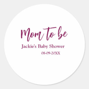 Name Datum Baby-Party werdende Mutter pink einfach Runder Aufkleber