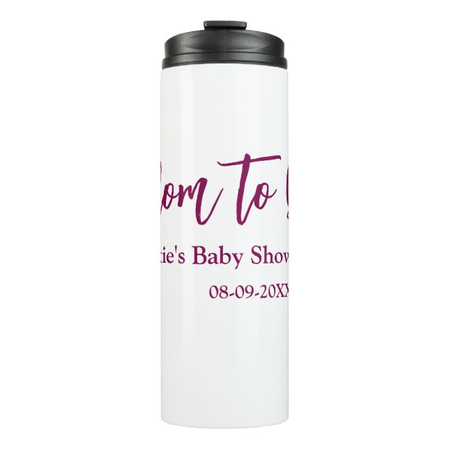 Name Datum Baby-Party werdende Mutter pink einfach Thermosbecher (Vorderseite)