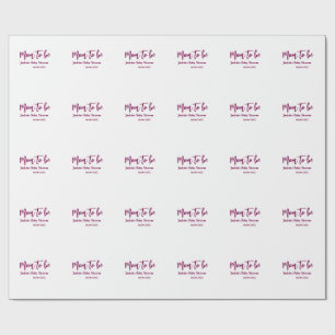 Name Datum Babyparty werdende Mutter pink einfach Geschenkpapier